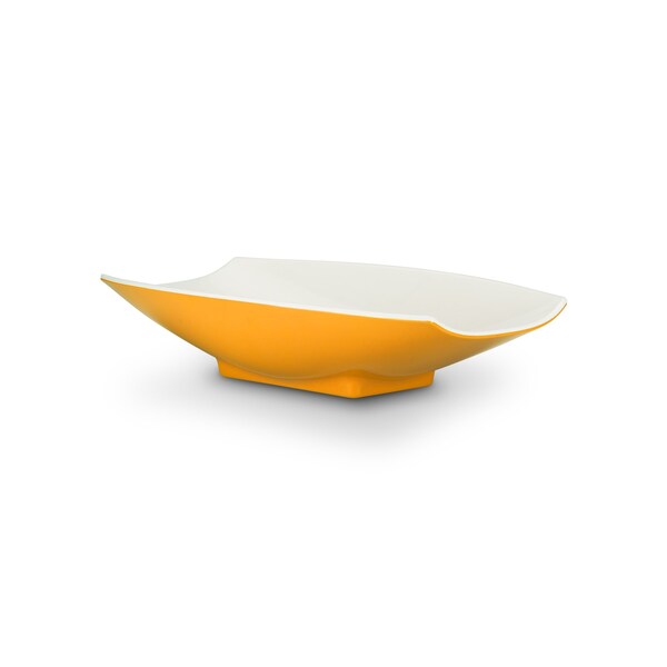 Bon Chef Melamine Curves Bowl - Yellow Outside/White Inside 16" X 9" X 3 1/2" 2 Qt(64 Oz) 53704-2ToneYellow - main